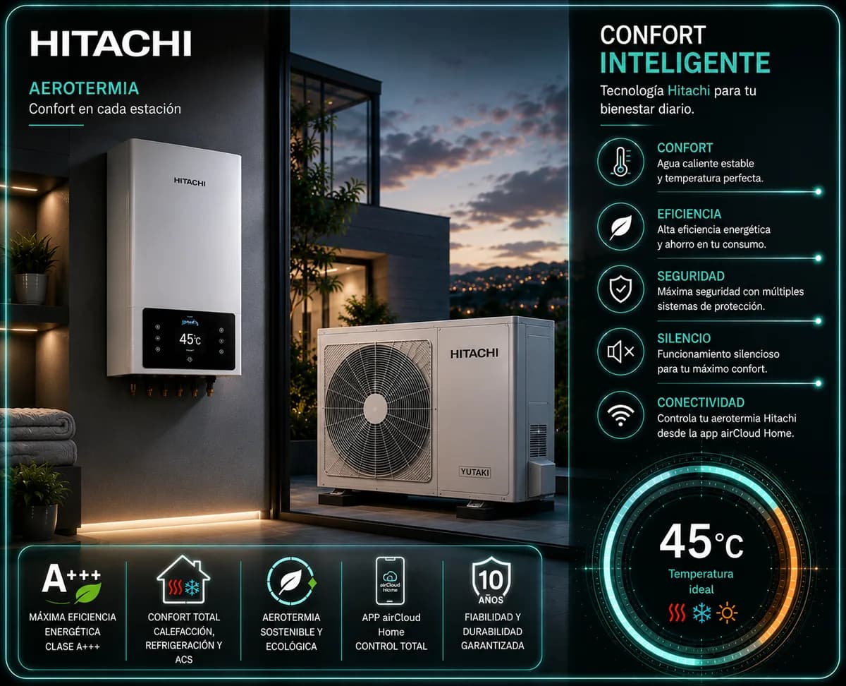 Equipo de Hitachi Yutaki (Aerotermia) — imagen ilustrativa