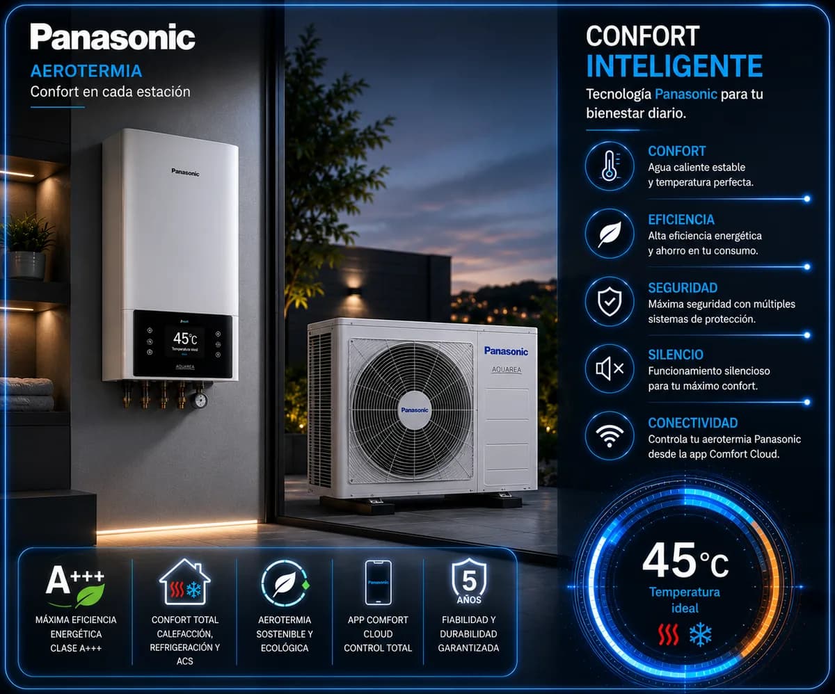 Equipo de Panasonic Aquarea (Aerotermia) — imagen ilustrativa